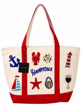 America and Beyond NEW Limited Edition Hamptons Beaded Tote Lobster Oyster NWT